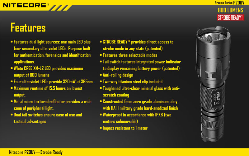 Nitecore P20UV lampe