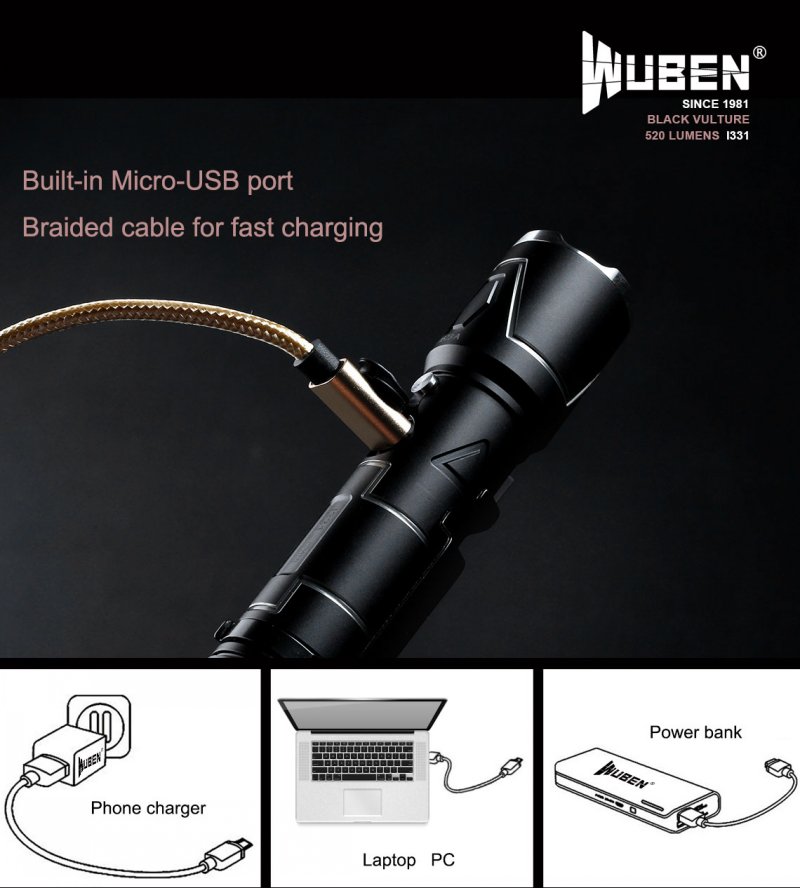 USB rechargeable lampe torche