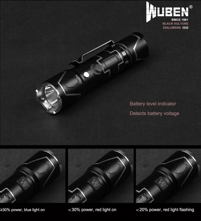 WUBEN I332 520 Lumens tactique lampe torche étanche